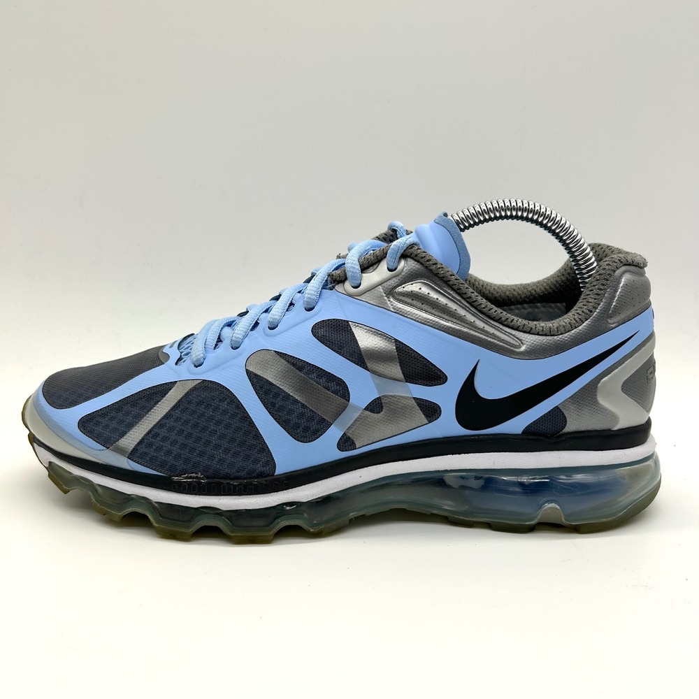 Nike Air Max+ 2012 Shoes Womens 9 Blue Silver Running Sneakers Y2K Sporty